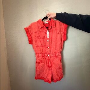 Red Denim Jumpsuit